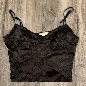 La Hearts Black Floral Lace Top